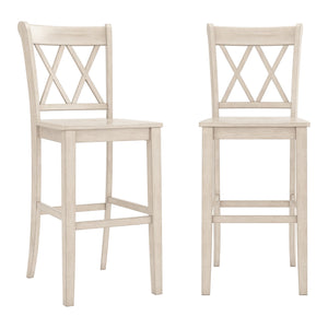 Lea Rubberwood Cross Back Barstools Farmhouse Kitchen Island Set of Two