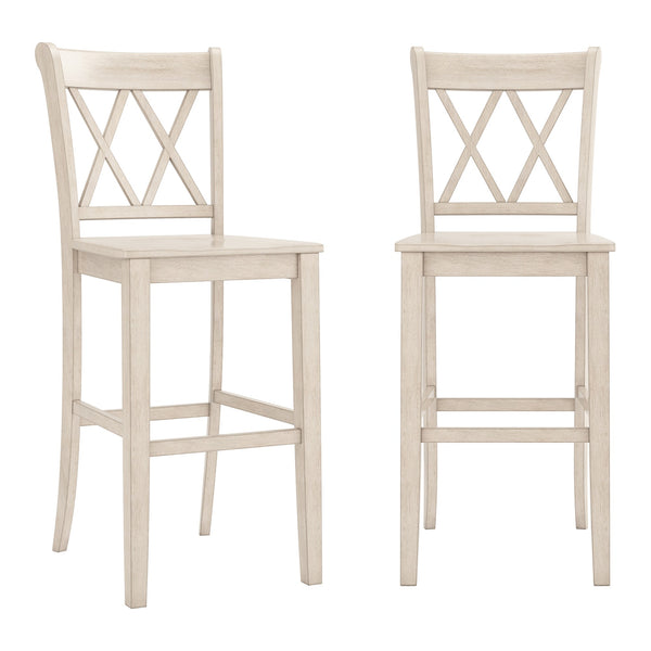 Lea Rubberwood Cross Back Barstools Farmhouse Kitchen Island Set of Two