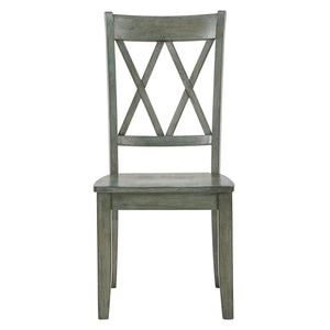 Rubberwood Cross Back Farmhouse Dining Chairs Set of 2 with Contoured Seat