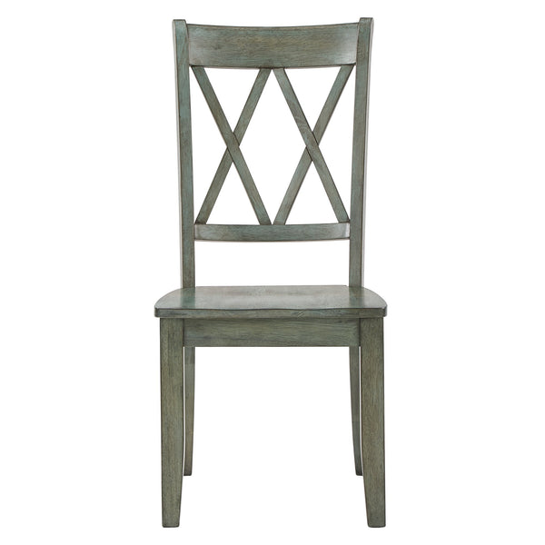 Rubberwood Cross Back Farmhouse Dining Chairs Set of 2 with Contoured Seat