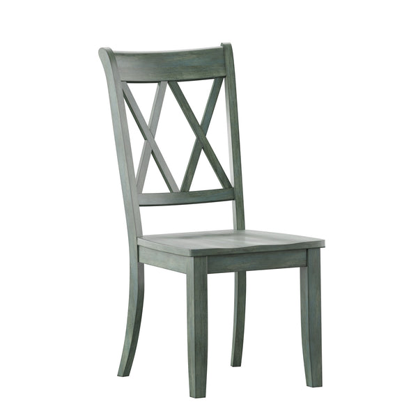 Rubberwood Cross Back Farmhouse Dining Chairs Set of 2 with Contoured Seat