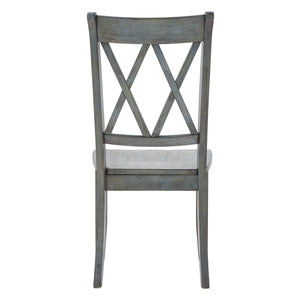 Rubberwood Cross Back Farmhouse Dining Chairs Set of 2 with Contoured Seat