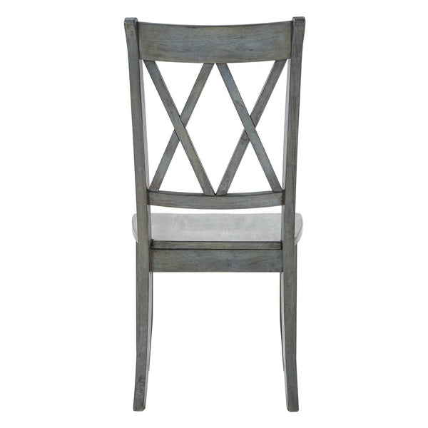 Rubberwood Cross Back Farmhouse Dining Chairs Set of 2 with Contoured Seat