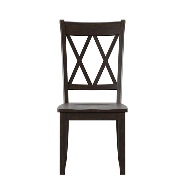 Rubberwood Cross Back Farmhouse Dining Chairs Set of 2 with Contoured Seat