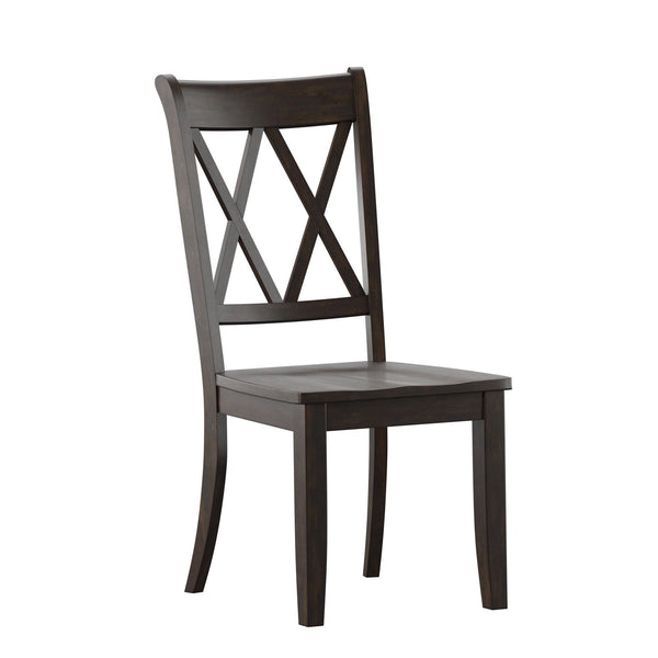 Rubberwood Cross Back Farmhouse Dining Chairs Set of 2 with Contoured Seat