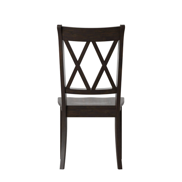 Rubberwood Cross Back Farmhouse Dining Chairs Set of 2 with Contoured Seat