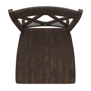 Rubberwood Cross Back Farmhouse Dining Chairs Set of 2 with Contoured Seat