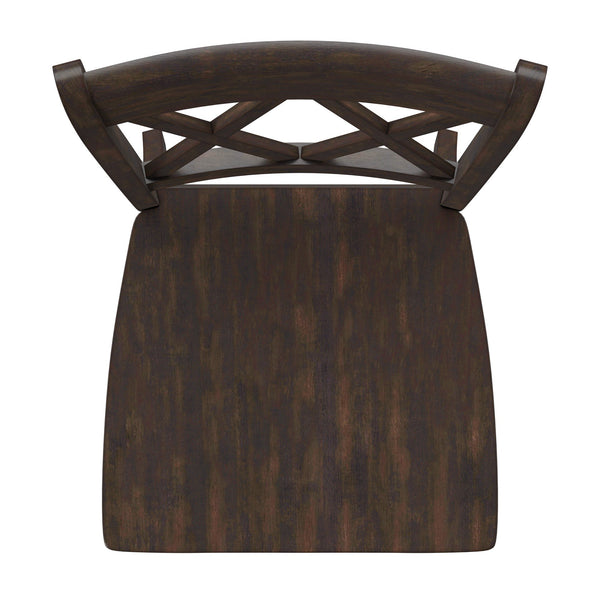 Rubberwood Cross Back Farmhouse Dining Chairs Set of 2 with Contoured Seat