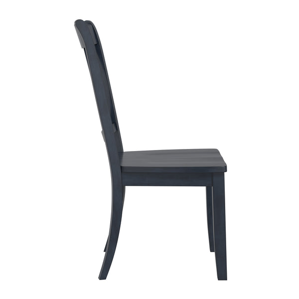 Rubberwood Cross Back Farmhouse Dining Chairs Set of 2 with Contoured Seat