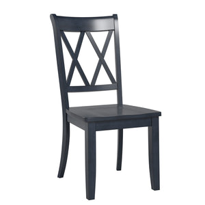 Rubberwood Cross Back Farmhouse Dining Chairs Set of 2 with Contoured Seat