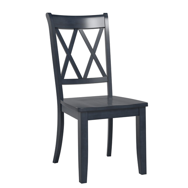 Rubberwood Cross Back Farmhouse Dining Chairs Set of 2 with Contoured Seat