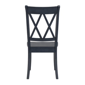 Rubberwood Cross Back Farmhouse Dining Chairs Set of 2 with Contoured Seat