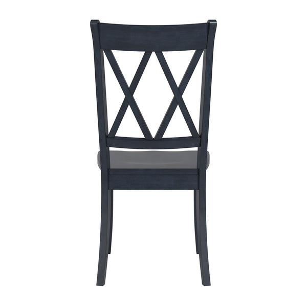 Rubberwood Cross Back Farmhouse Dining Chairs Set of 2 with Contoured Seat