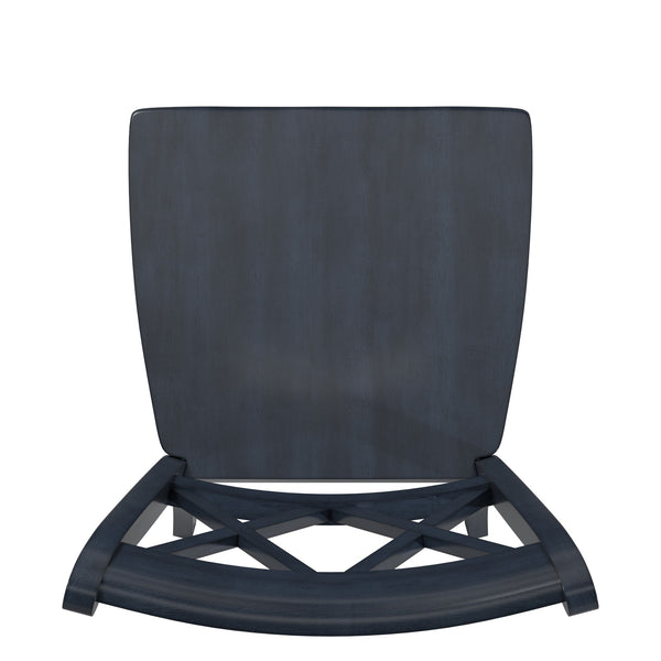 Rubberwood Cross Back Farmhouse Dining Chairs Set of 2 with Contoured Seat