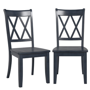 Rubberwood Cross Back Farmhouse Dining Chairs Set of 2 with Contoured Seat
