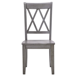 Rubberwood Cross Back Farmhouse Dining Chairs Set of 2 with Contoured Seat