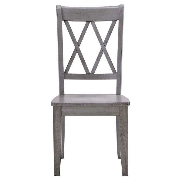 Rubberwood Cross Back Farmhouse Dining Chairs Set of 2 with Contoured Seat