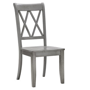 Rubberwood Cross Back Farmhouse Dining Chairs Set of 2 with Contoured Seat
