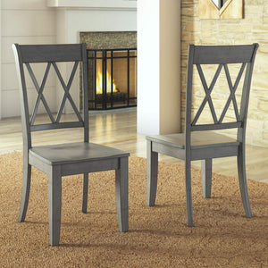 Rubberwood Cross Back Farmhouse Dining Chairs Set of 2 with Contoured Seat