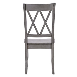 Rubberwood Cross Back Farmhouse Dining Chairs Set of 2 with Contoured Seat