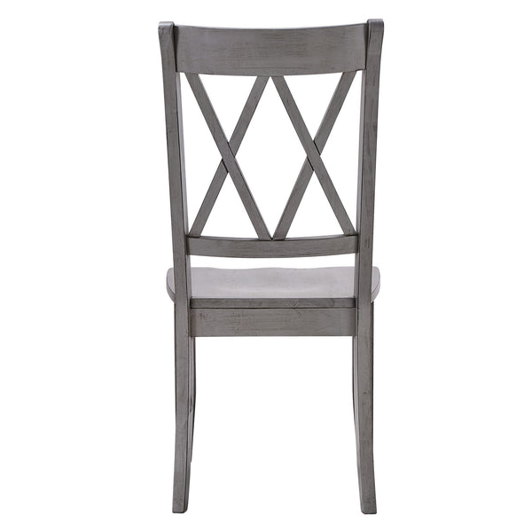 Rubberwood Cross Back Farmhouse Dining Chairs Set of 2 with Contoured Seat