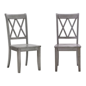 Rubberwood Cross Back Farmhouse Dining Chairs Set of 2 with Contoured Seat
