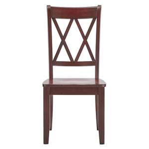 Rubberwood Cross Back Farmhouse Dining Chairs Set of 2 with Contoured Seat