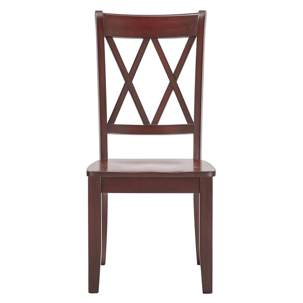 Rubberwood Cross Back Farmhouse Dining Chairs Set of 2 with Contoured Seat