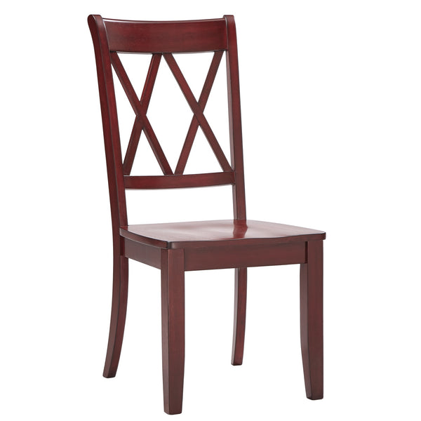 Rubberwood Cross Back Farmhouse Dining Chairs Set of 2 with Contoured Seat