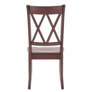 Rubberwood Cross Back Farmhouse Dining Chairs Set of 2 with Contoured Seat