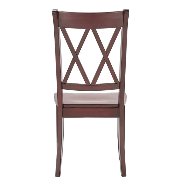 Rubberwood Cross Back Farmhouse Dining Chairs Set of 2 with Contoured Seat