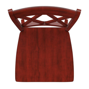 Rubberwood Cross Back Farmhouse Dining Chairs Set of 2 with Contoured Seat