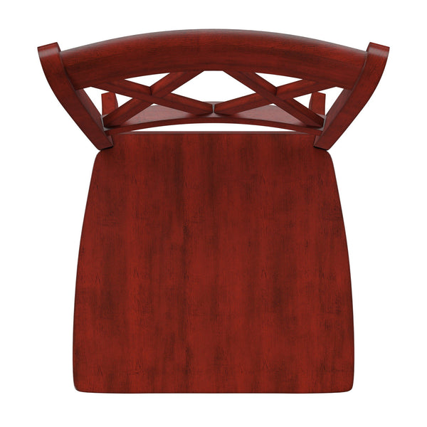 Rubberwood Cross Back Farmhouse Dining Chairs Set of 2 with Contoured Seat
