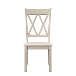 Rubberwood Cross Back Farmhouse Dining Chairs Set of 2 with Contoured Seat