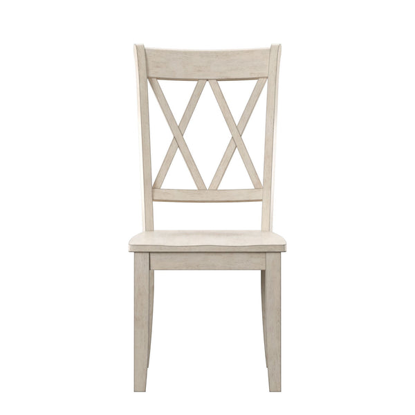 Rubberwood Cross Back Farmhouse Dining Chairs Set of 2 with Contoured Seat