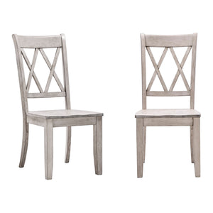 Rubberwood Cross Back Farmhouse Dining Chairs Set of 2 with Contoured Seat