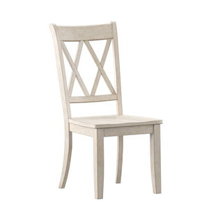 Rubberwood Cross Back Farmhouse Dining Chairs Set of 2 with Contoured Seat