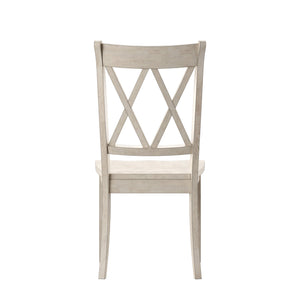 Rubberwood Cross Back Farmhouse Dining Chairs Set of 2 with Contoured Seat