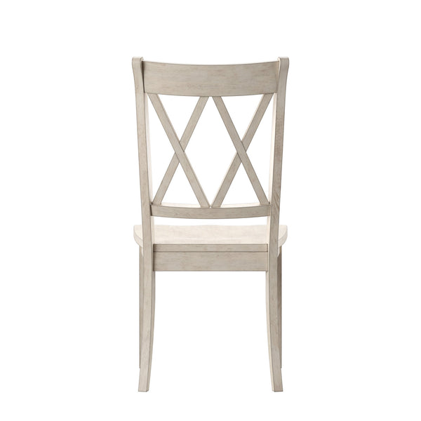 Rubberwood Cross Back Farmhouse Dining Chairs Set of 2 with Contoured Seat
