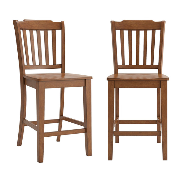 Lea Solid Rubberwood Spindle Back Counter Stools Farmhouse Set of Two