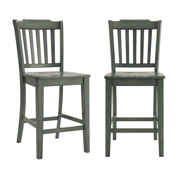 Lea Solid Rubberwood Spindle Back Counter Stools Farmhouse Set of Two