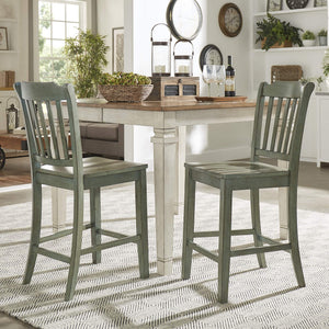 Lea Solid Rubberwood Spindle Back Counter Stools Farmhouse Set of Two