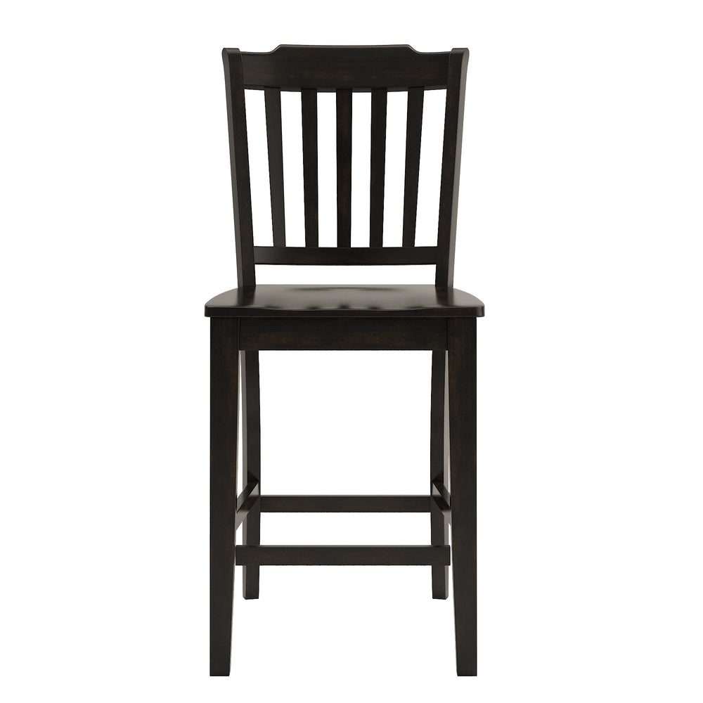 Homelegance Lea Solid Rubberwood Spindle Back Counter Stools Farmhouse Set of Two Antique Black 530C5-24BK