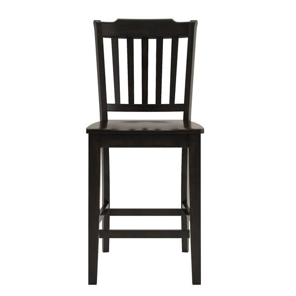 Homelegance Lea Solid Rubberwood Spindle Back Counter Stools Farmhouse Set of Two Antique Black 530C5-24BK