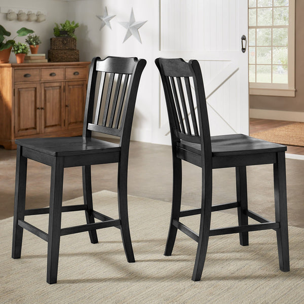 Lea Solid Rubberwood Spindle Back Counter Stools Farmhouse Set of Two