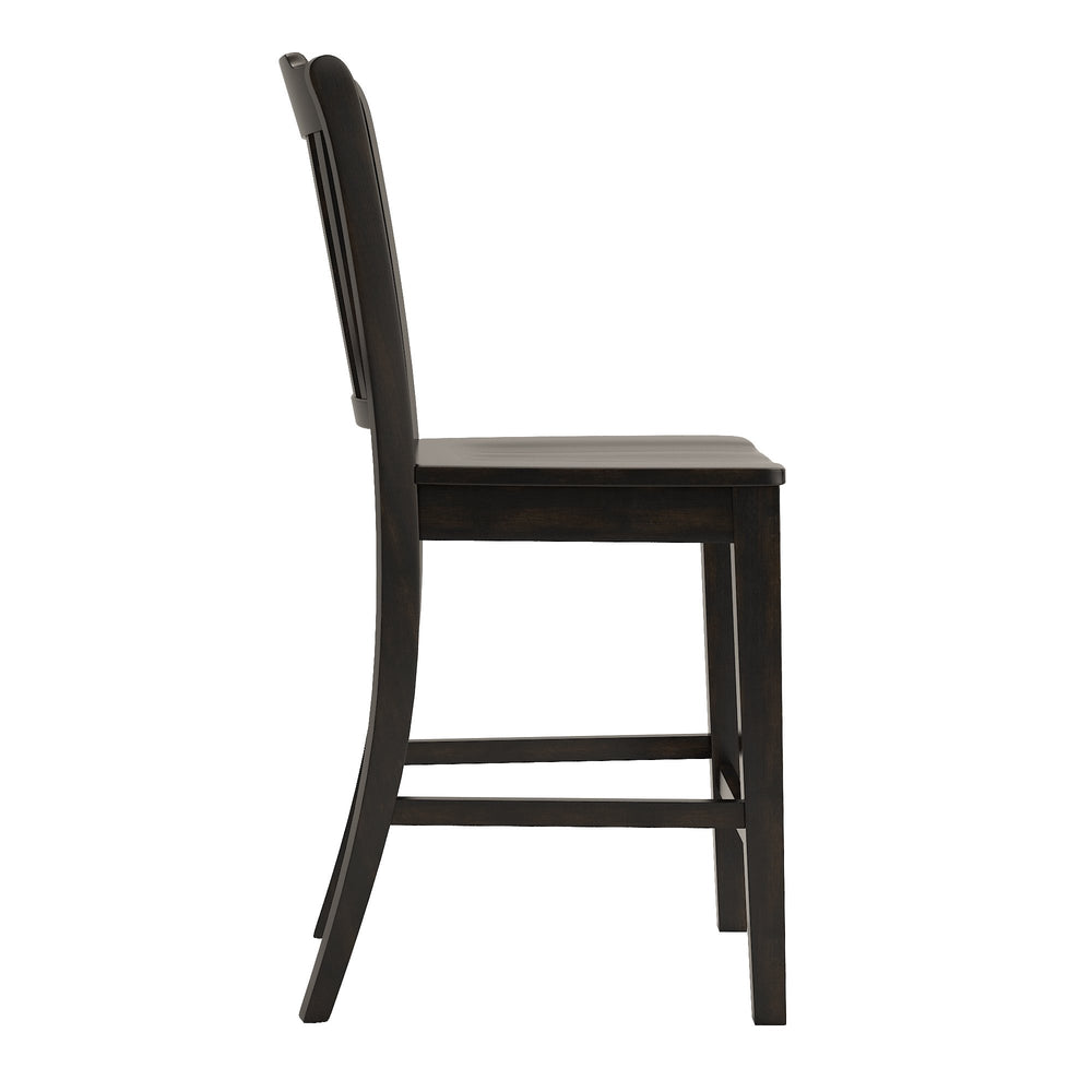 Homelegance Lea Solid Rubberwood Spindle Back Counter Stools Farmhouse Set of Two Antique Black 530C5-24BK