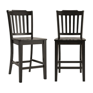 Lea Solid Rubberwood Spindle Back Counter Stools Farmhouse Set of Two