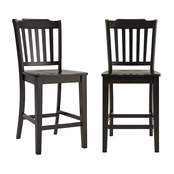 Lea Solid Rubberwood Spindle Back Counter Stools Farmhouse Set of Two