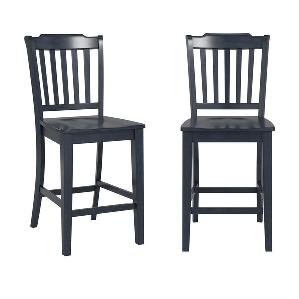 Lea Solid Rubberwood Spindle Back Counter Stools Farmhouse Set of Two