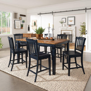 Lea Solid Rubberwood Spindle Back Counter Stools Farmhouse Set of Two